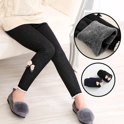 New 3-9 year old girl baby autumn and winter models plus velvet leggings children's clothing girls wear warm cotton pants | Детская
