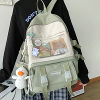 enopella fashion lady canvas travel backpack cute bookbag student black schoolbag for girls female kawaii mochila women bag