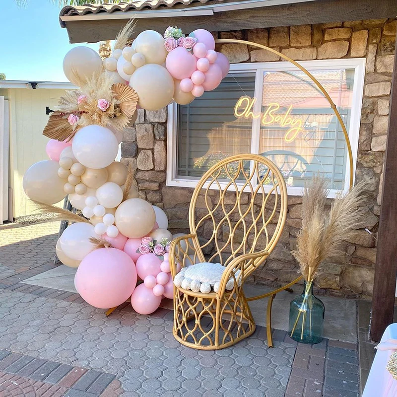

96Pcs Macaron Pink Retro Sand Color Matte Latex Balloons Garden Arch Kit for Baby Shower Birthday Party Decorate Party Supplies