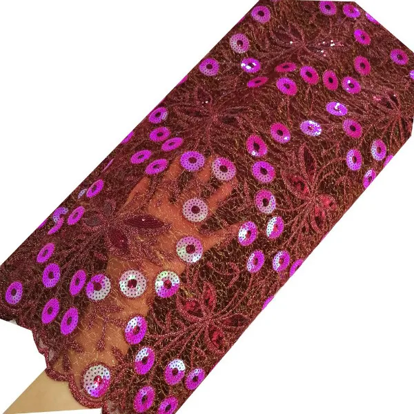 Fushia lace fabric Двойная сетка, кружевная ткань, последние французские кружевные ткани для aso ebi свадебных платьев, кружевная ткань - Цвет: Fushia lace fabric
