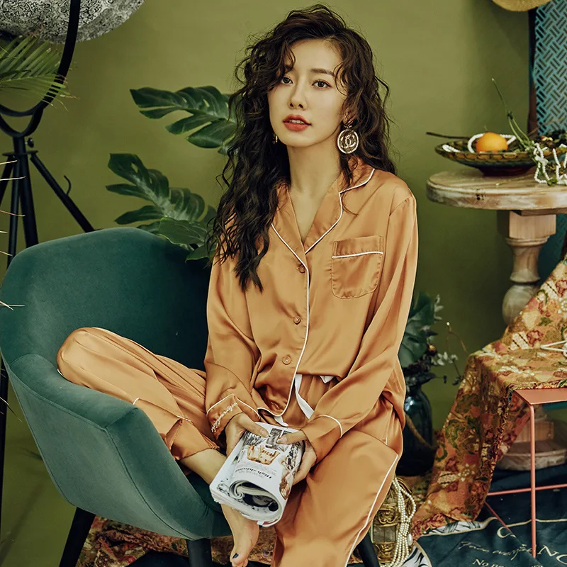 

Wmyqdlq 2021 Spring And Summer Women's Pyjamas Long-Sleeved Trousers Suit Women's Pajamas Home Service Fashionable Can Be Worn