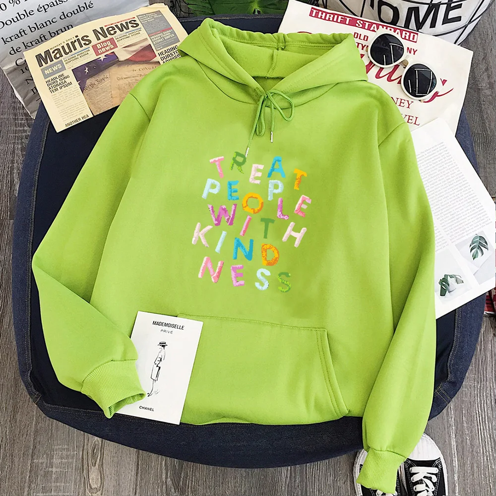 

Treat People with Kindness Hoodies Long Sleeve Fine Line Vintage Shirt Print Oversized Vintage 2021 Men Clothing