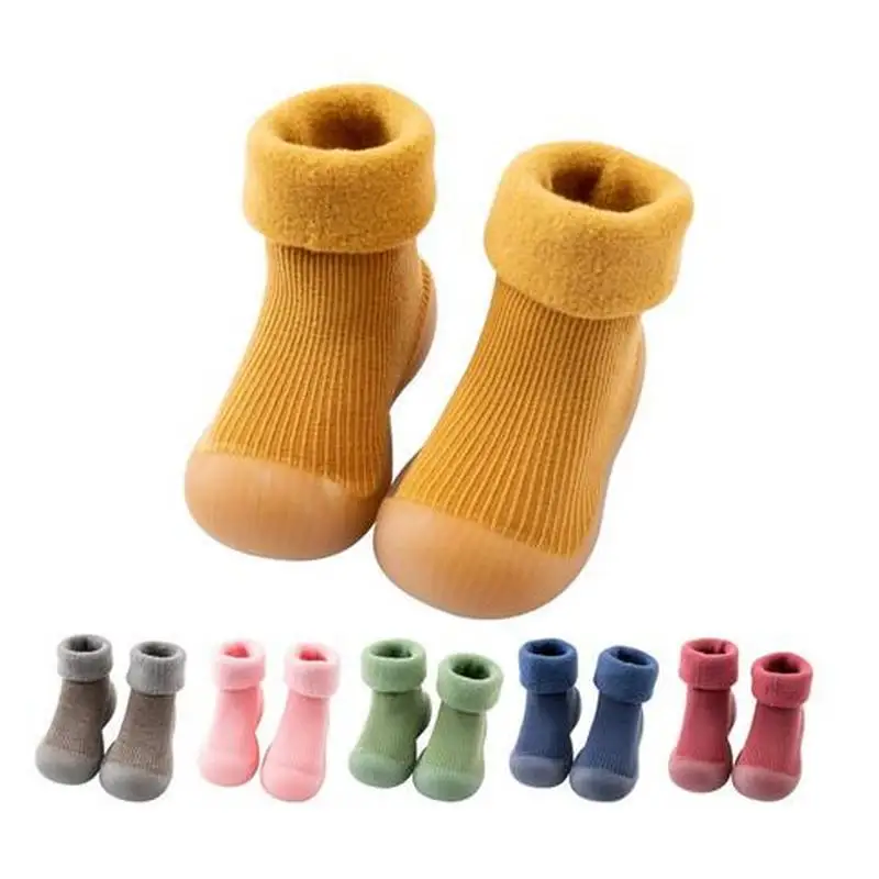 

Зимние носки для малышей унисекс 2020, нескользящая обувь для малышей, обувь для первых шагов, для мальчиков и девочек, детская резиновая мягк...