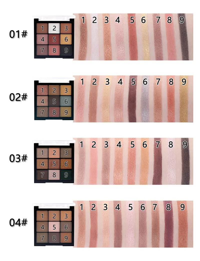 MISS ROSE 9 Colors Nude Eye Shadow Palette Matte Glitter Eyes Beauty Makeup Shimmer Palette Cosmetic Bling Bling Eyeshadow