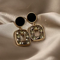 2021 new classic gothic rectangular gold pendant earrings for women korean fashion luxury jewelry wedding party girl earrings
