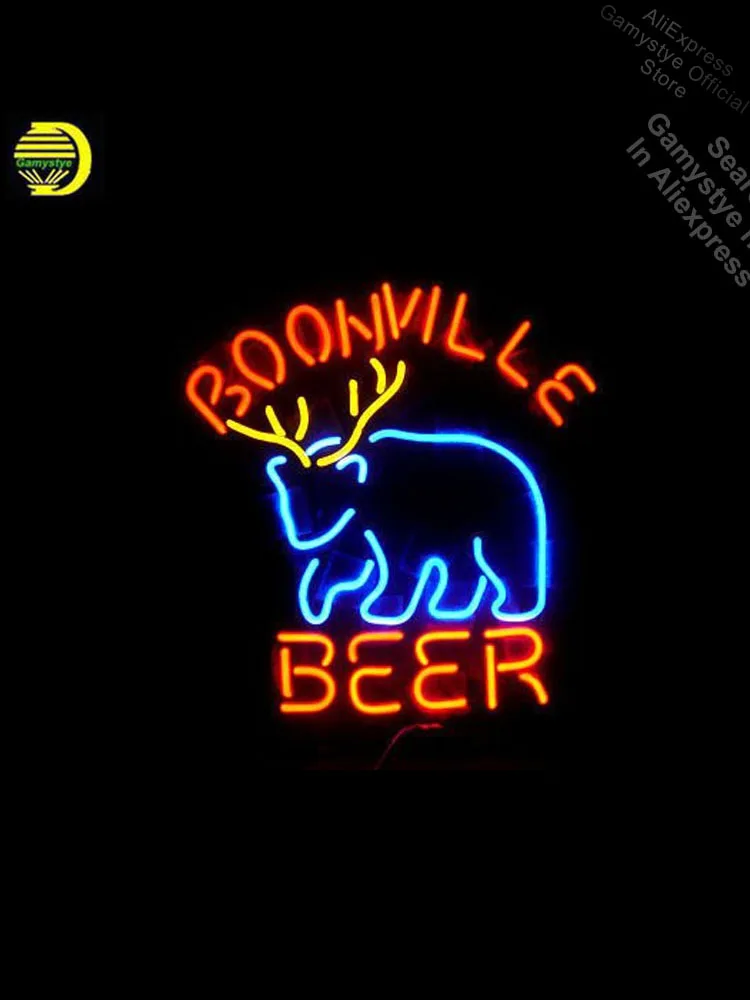 

Неоновые вывески для пивного оленя Boon ville, неоновые лампочки ручной работы, вывеска, стеклянные неоновые лампы, декоративная вывеска для зал...
