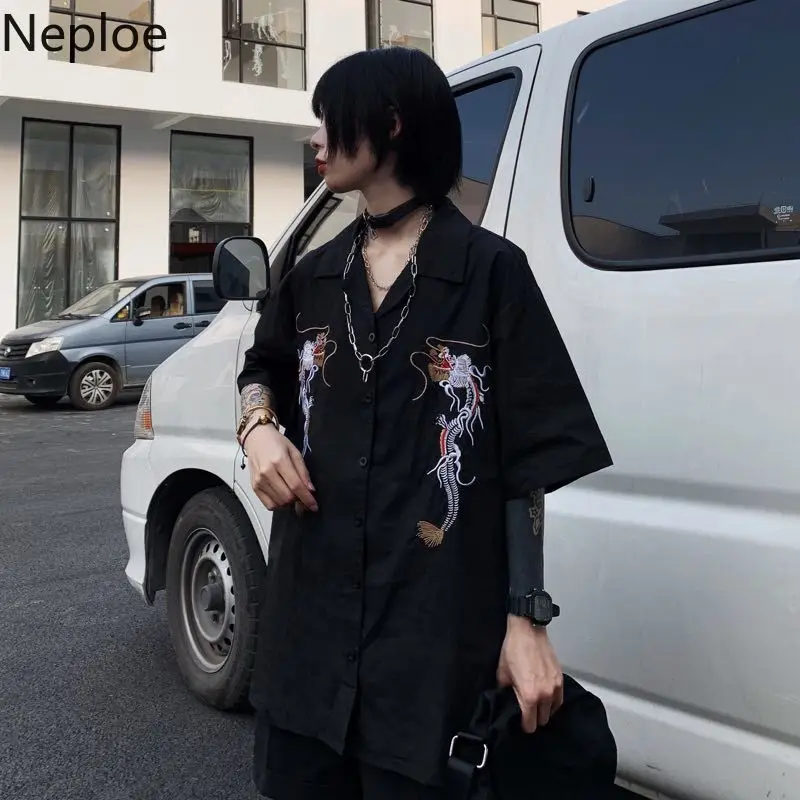 Блузка Neploe в стиле Харадзюку черная блузка панк/готика топы 2021 женские корейские - Фото №1