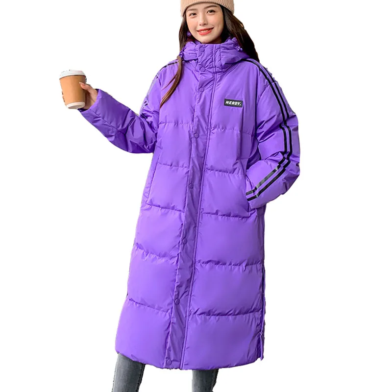 

Женский пуховик с надписью, высококачественное Женское пальто, новинка 2023, зимняя модная Толстая Женская куртка в полоску, пуховик на белом утином пуху NBH401