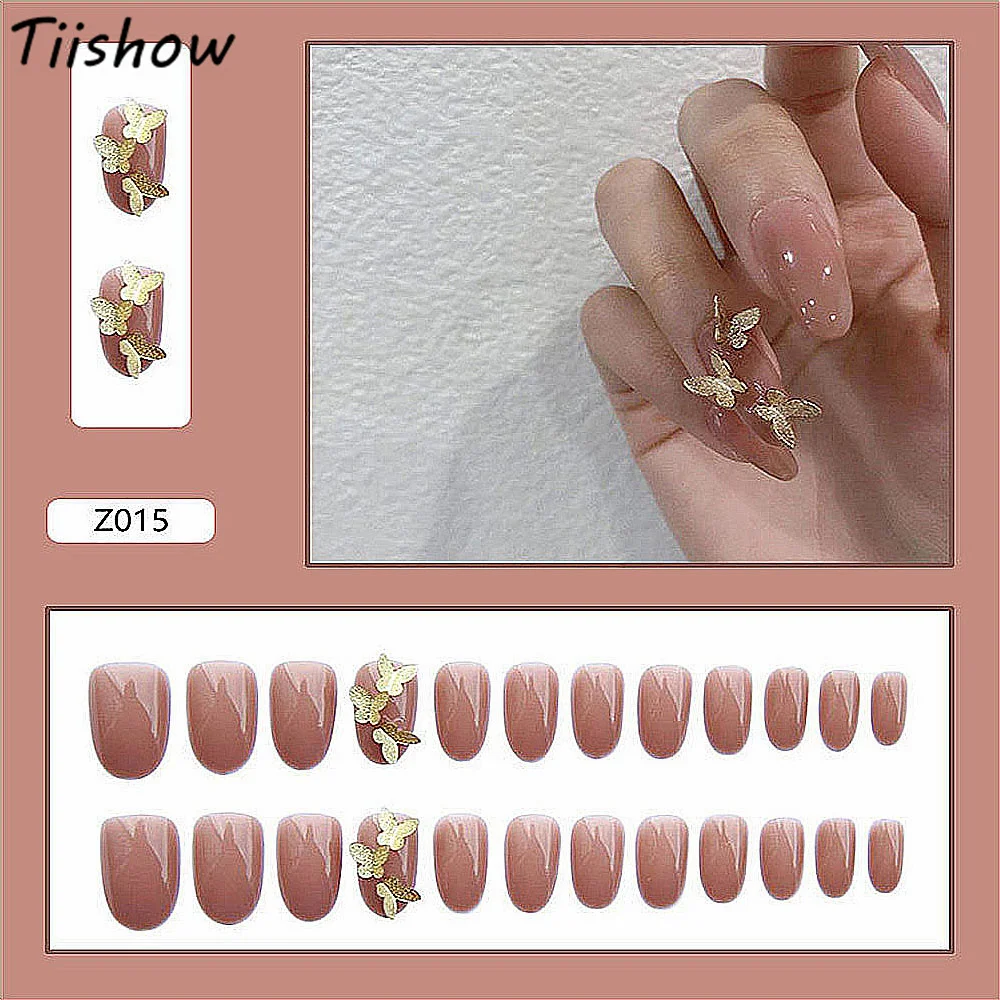 

24 шт., декоративные накладные ногти-бабочки для дизайна ногтей