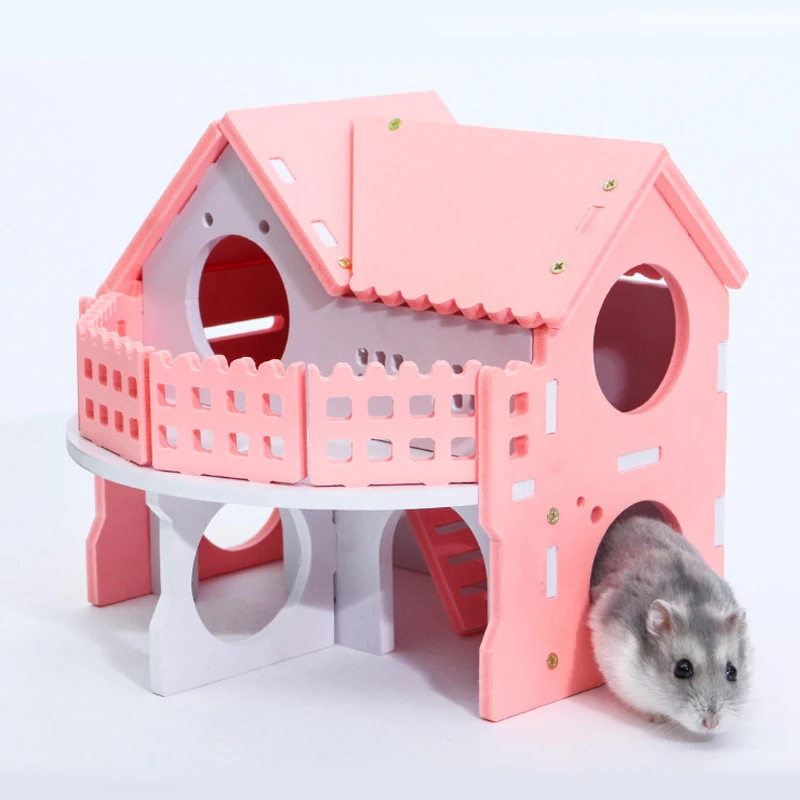 Домик для хомяка двухслойная хижина с балконом натуральное забавное гнездо