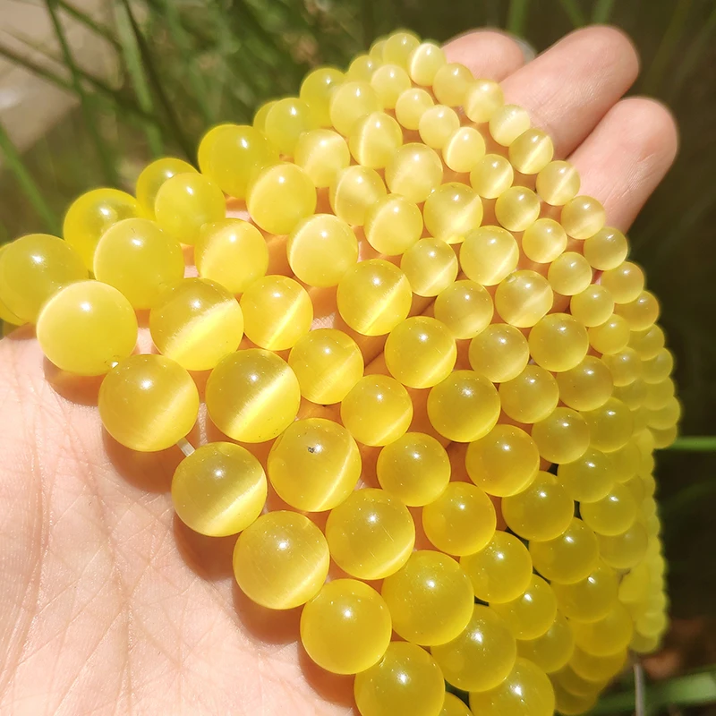 Бусины из желтого стекла для изготовления ювелирных изделий кошачий глаз 4/6/8/10/12