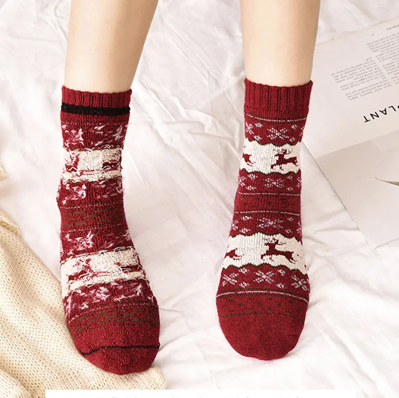 Высокое качество зимние толстые рождественские носки махровые теплые шерстяные