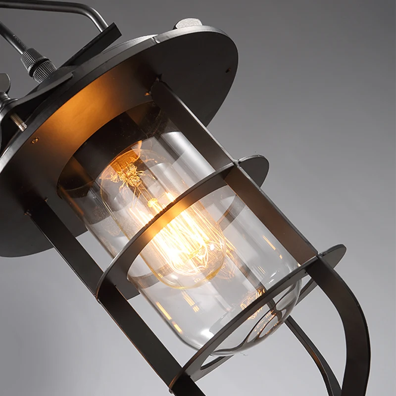 Подвесной ретро светильник в стиле индастриал стеклянная лампа виде черной