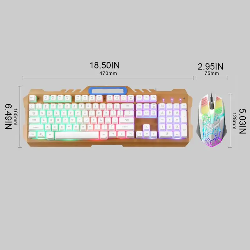 

Wired Gaming Keyboard Mouse Combo Set Colorful LED Backlit Computer Keyboad