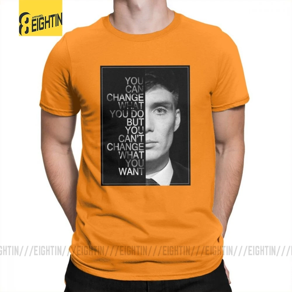 Peaky Blinders мужские футболки с круглым воротником, футболки для отдыха, высокое качество, короткий рукав, хлопок, футболки размера плюс, Популярные - Цвет: Оранжевый