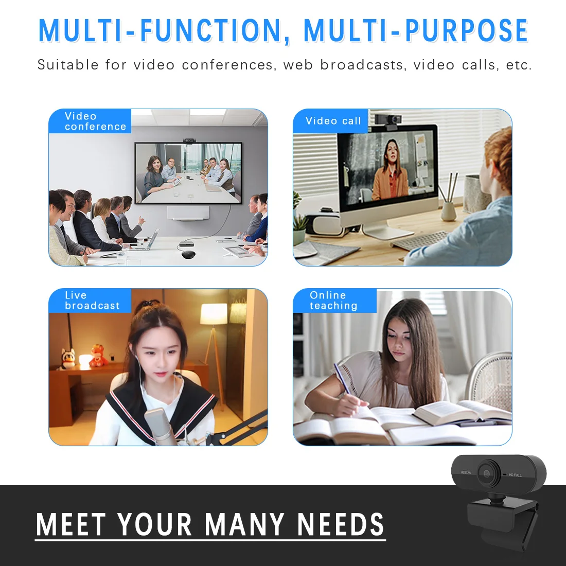 1080P Full HD Web Camera With Microphone Webcam USB Plug Cam For PC Computer Mac Laptop Desktop YouTube Skype Mini | Компьютеры и офис