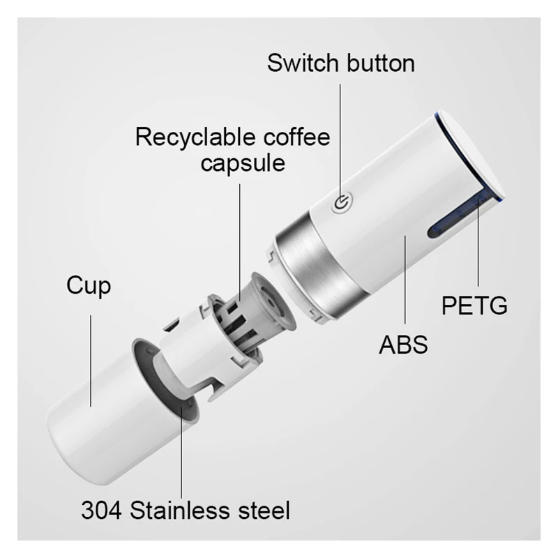 

ZK30 Mini Portable Automatic Coffee Maker Espresso Coffee Maker Pot Stainless Steel Handheld Electric USB Coffee Cup 200ml