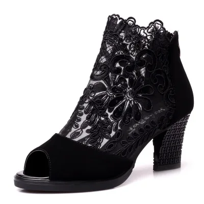 

Summer mesh Peep Toe sandals sexy heels single shoes women shoes in Europe and America 2021 spring and summer Free shipping