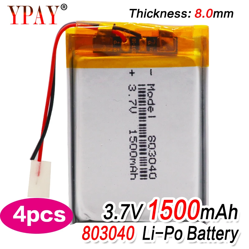 4 шт. высокое качество 3 7 V 803040 1500mAh литий-ионный полимерный литий Батарея вольт