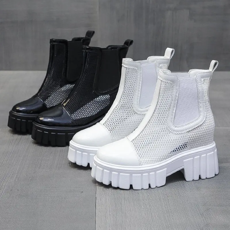 

Martin boots women's thin boots children's new sandals thick-soled inner heightening breathable mesh net boots sandals X836