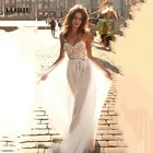 Кружевное шифоновое свадебное платье LORIE, модель 2020 года, свадебные платья на бретелях-спагетти, привлекательное свадебное платье с объемным кружевом, элегантное женское платье