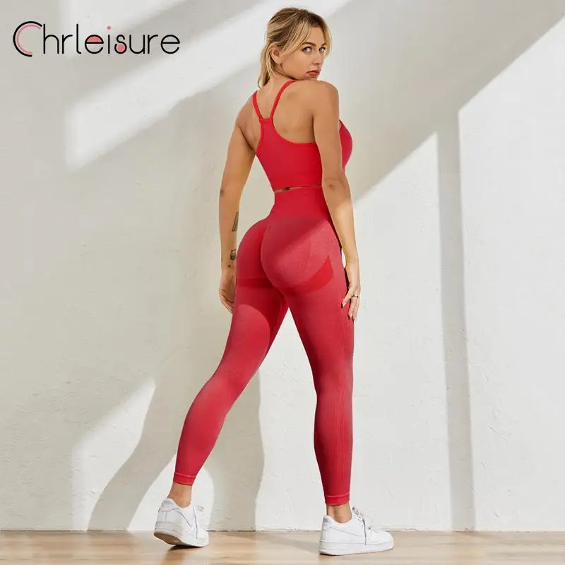 CHRLEISURE бесшовные тренажерный зал 3 предмета Комплект Для женщин Фитнес спортивные