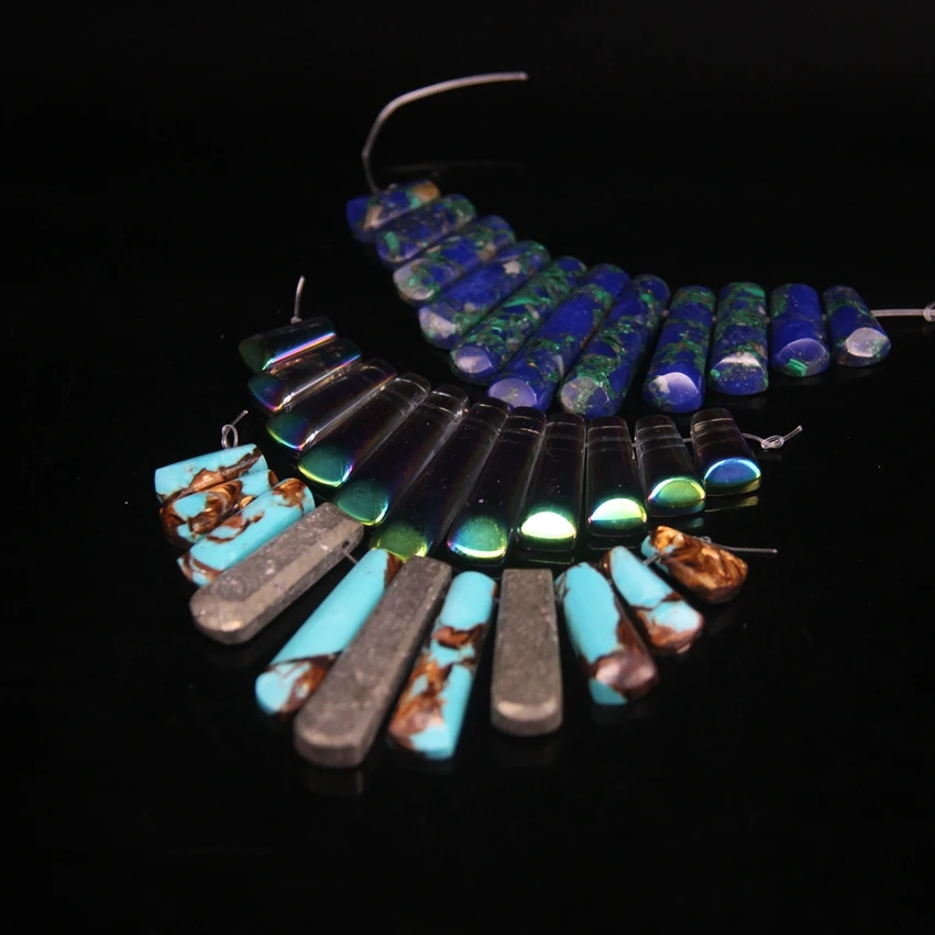 11 шт./компл. Подвеска из натурального камня с кристаллами сверху градиентное