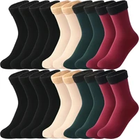 10 pairs winter warm soft cashmere wool snow socks women winter thermal socks black khaki velvet boots floor socks ladies