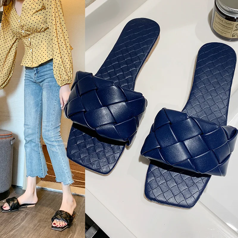 Женские пляжные шлепанцы Bonjean сандалии из искусственной кожи на плоской подошве