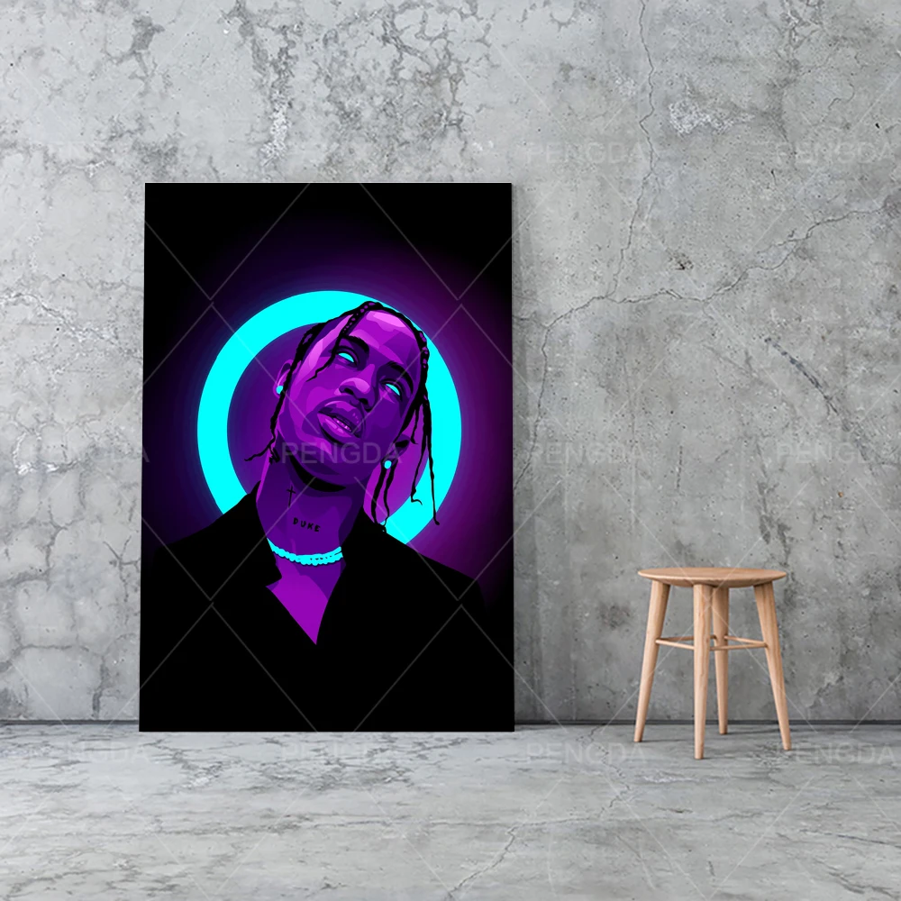 Плакат на холсте украшение для дома в стиле хип хоп картина стену с тревисом