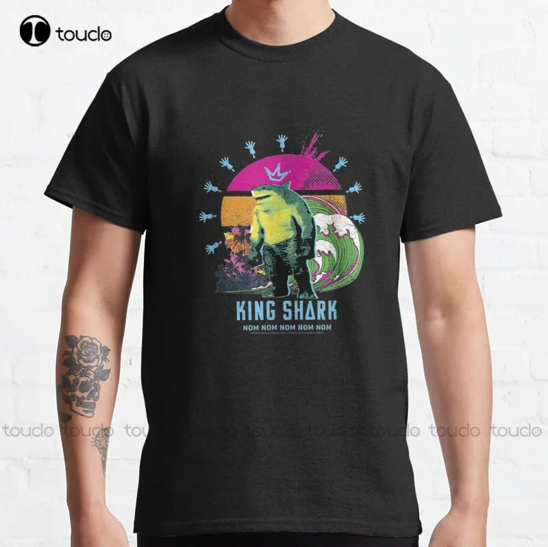 

New The King Shark Tropical Classic T-Shirt Hiking Shirt Cotton Tee S-5Xl