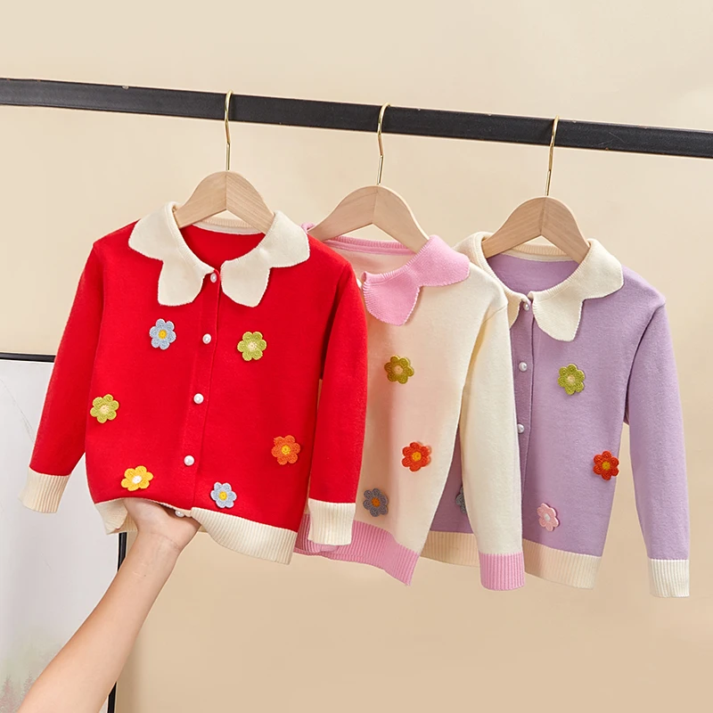 Кардиган в иностранном стиле для девочек свитер Корейском Детский с мультяшным
