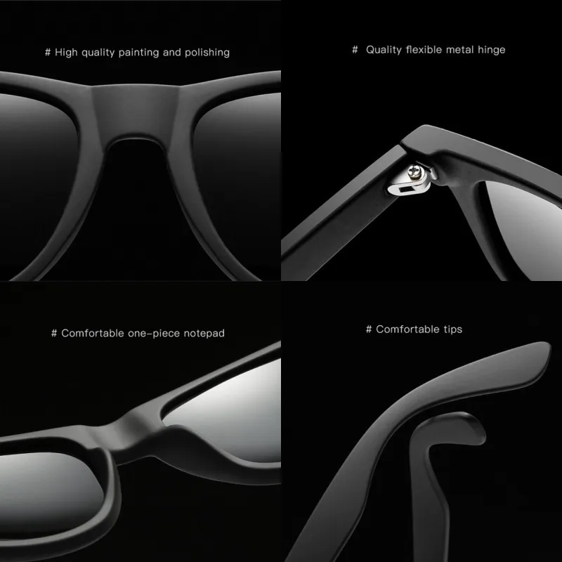 

Fashion Polarized Sunglasses Men Women Driving Coating Points Black Frame Eyewear Male Sun Glasses Rays