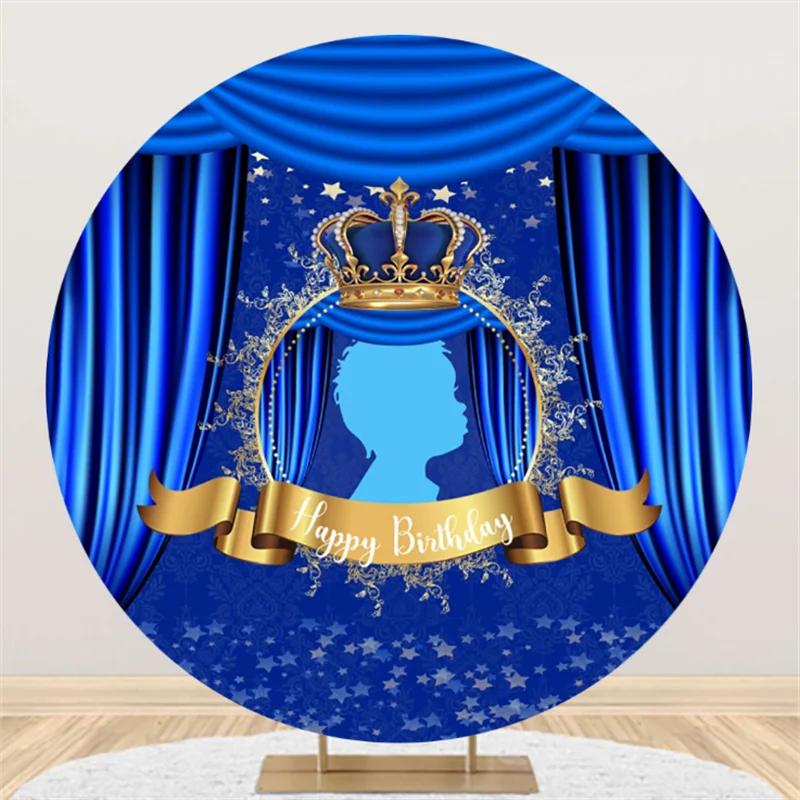 

Happy Birthday Background Circle Round Backdrop Photography Newborn Boy Ballet Girl Party Cake Dessert Banner Cake Elastic Cover