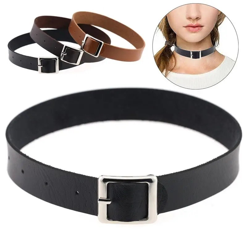 

Gothic Chain Necklace Leather Choker Party Punk Choker Collar Goth Necklace Women Black Leather Kawaii Witch Rave Jewelry