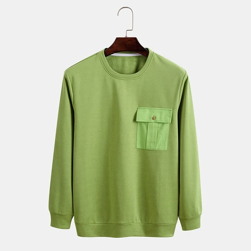 

2021 Autumn New Men's Sweatshirt Fashion Casual Round Neck Long-sleeved Solid Color Men's Clothing