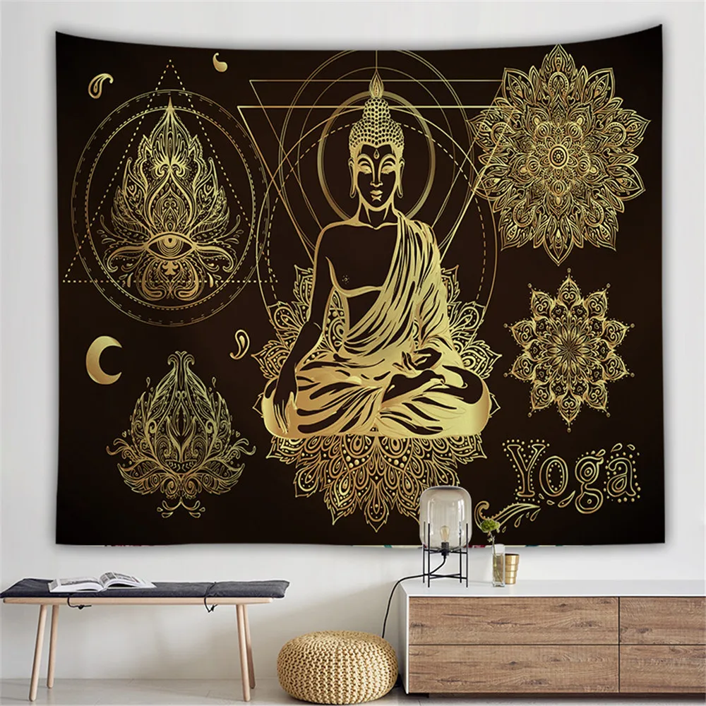 Индийская статуя Будды медитация чакра гобелен настенный Мандала гобелены
