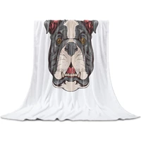 fleece throw blanket full size cute bulldog pattern lightweight flannel blankets for couch bed living room warm fuzzy plush t