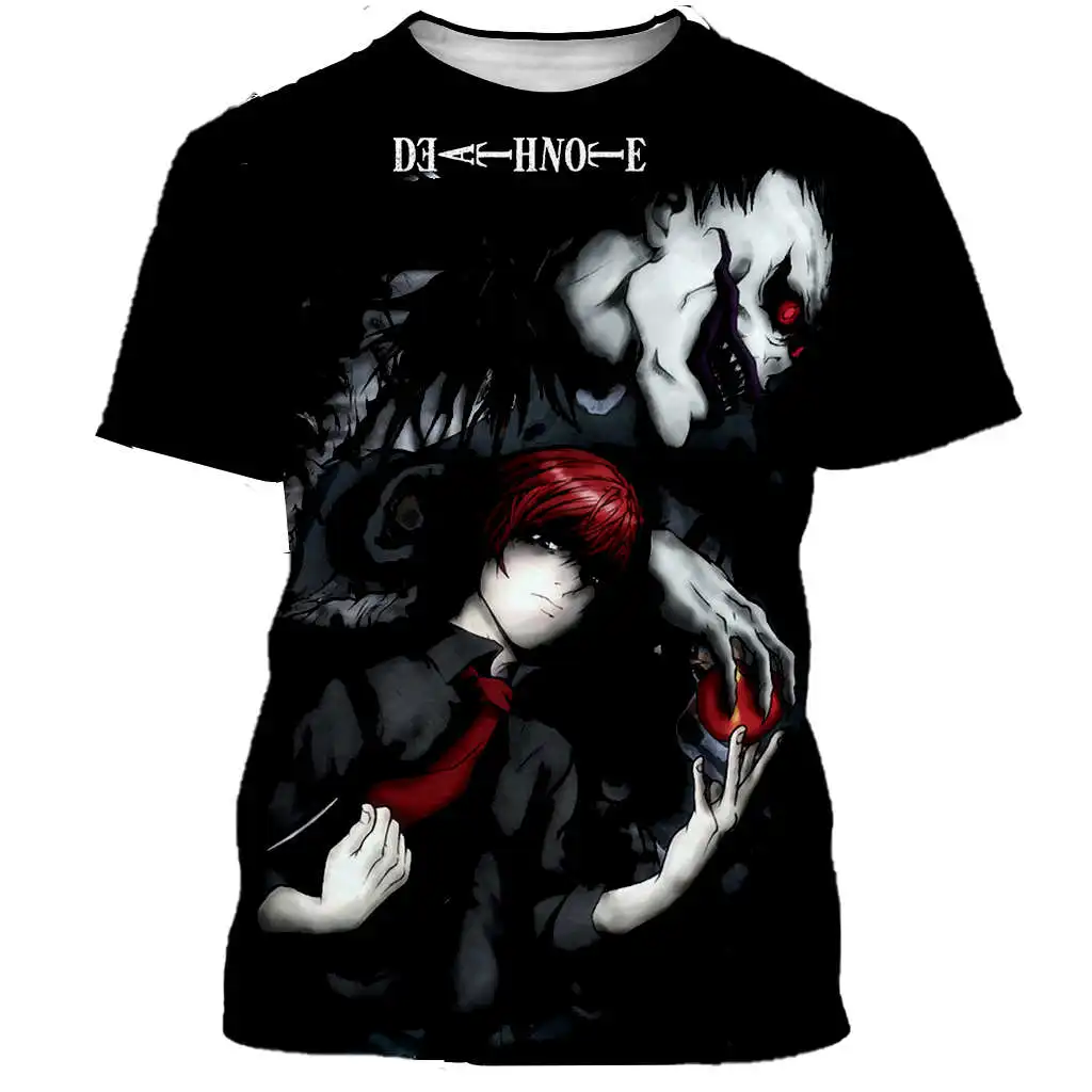 2021 klasik Anime Death Note 3d baskılı tişört erkek/kadın moda rahat karikatür Hip-hop popüler yuvarlak boyun Streetwear tops