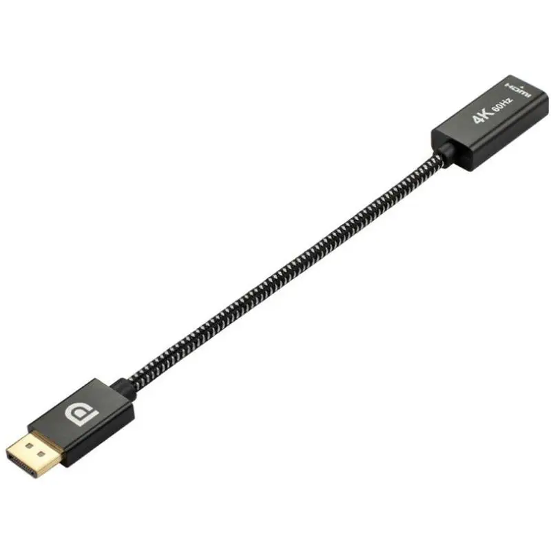

DP to HDMI-compatible Adapter 20cm Black Nylon Braided 4K 60Hz DisplayPort Male to HDMI-compatible Female Cable Converter
