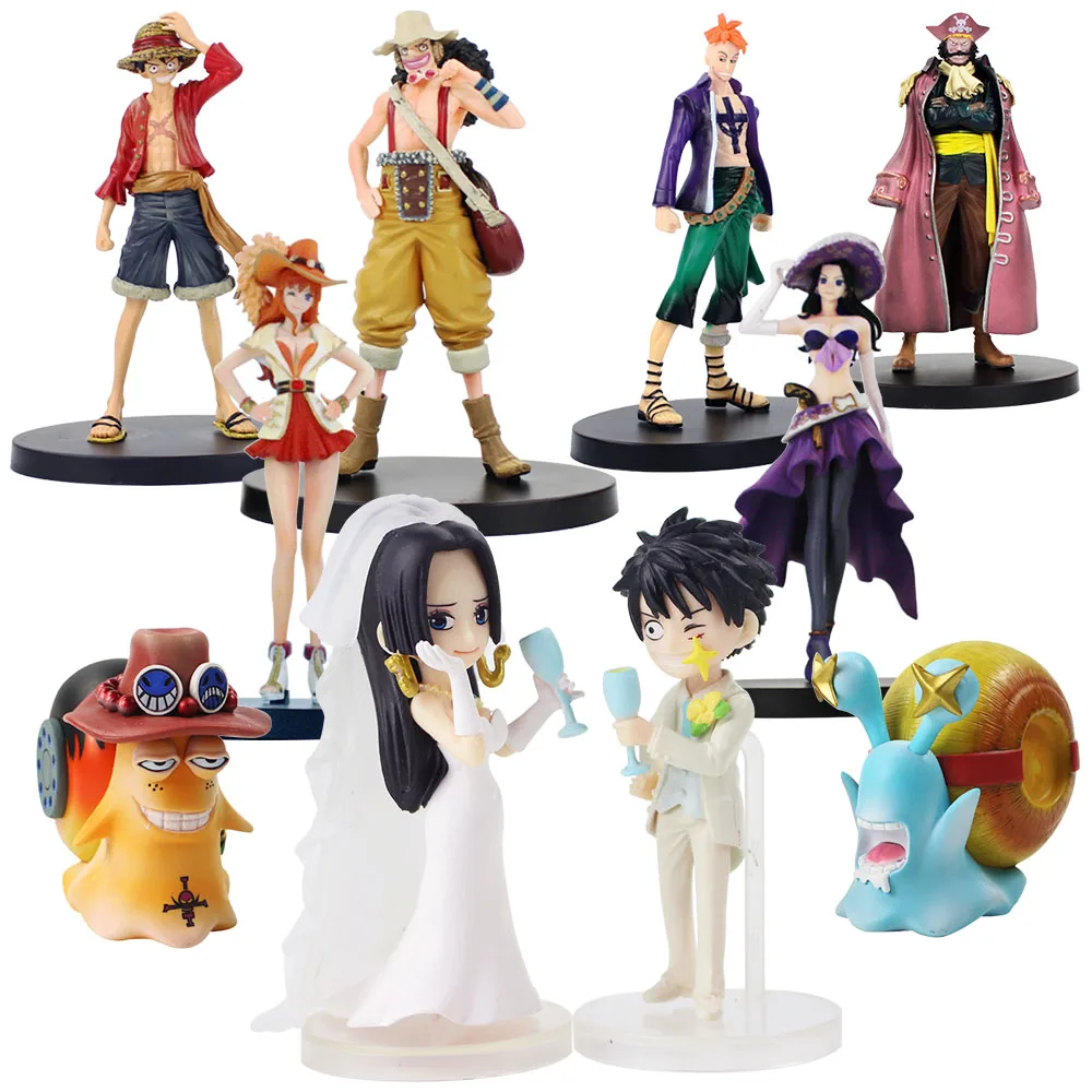 Набор из 2 моделей аниме OP Luffy Ace Zoro Usopp Sanji Nami Robin Boa Hancock Gilder Marco Sakazuki Обучающие ПВХ