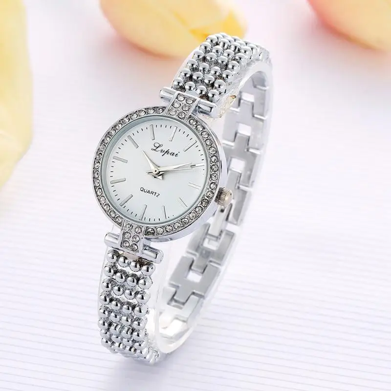 Silver-White Роскошные Стразы браслет кварцевые Для женщин часы reloj модные часы из розового золота, Для женщин женские часы relojes para mujer - Цвет: Silver-White