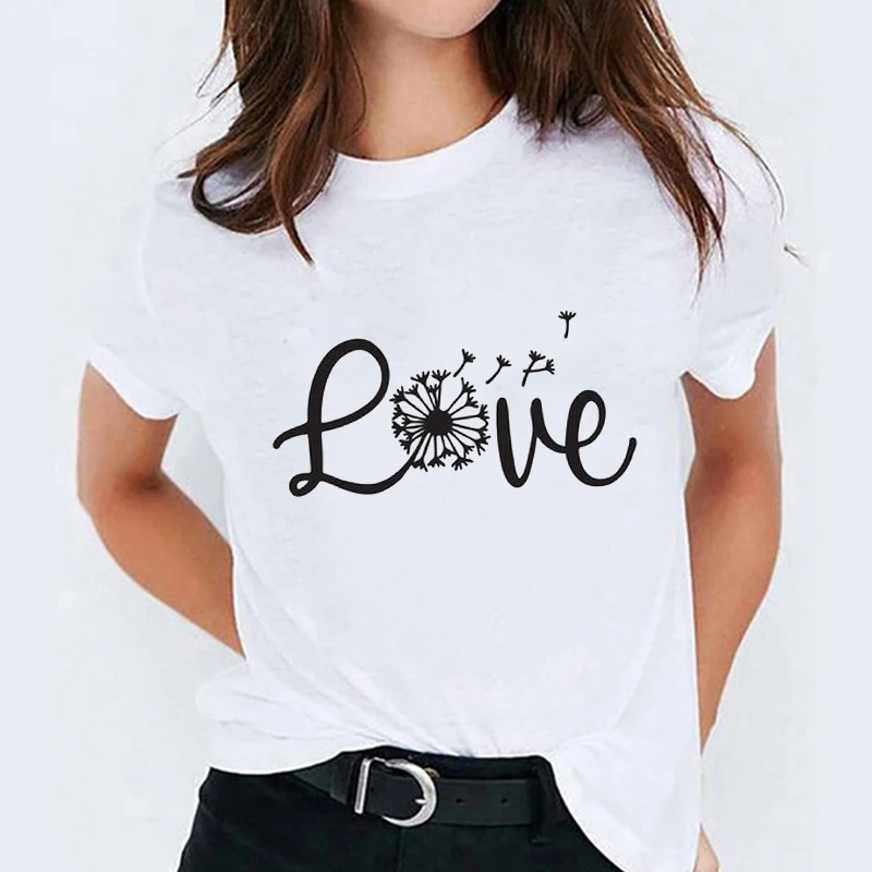 

Stylish T Shirt for Women Dandelion Flying Fashion Short Sleeve Print Lady T-shirts Top Womens Ladies Sweet Tee T-Shirt