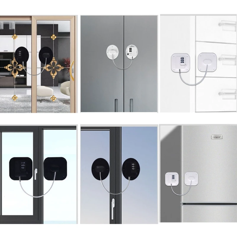 Ventana de bloqueo de seguridad para ni&ntilde;os, l&iacute;mite de bloqueo de puerta de refrigerador de seguridad para ni&ntilde;os con dispositivo Protector de llave adhesivo-1