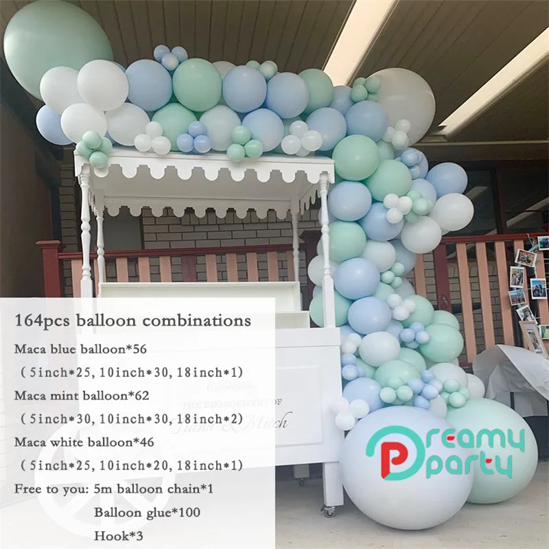164 шт./компл. Свадебные украшения шары арки голубой мяты пастельные воздушные