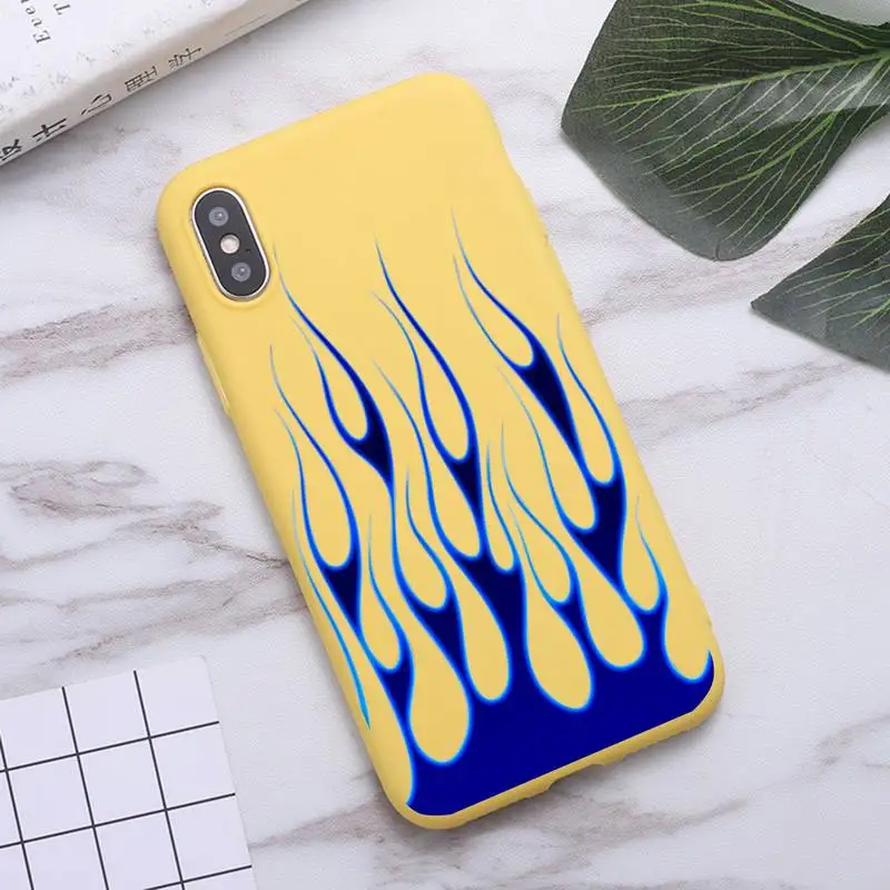 

Fashion Flame Phone Case for iPhone 11 Pro Max X XR XS 8 7 6s Plus Candy yellow Silicone Cases