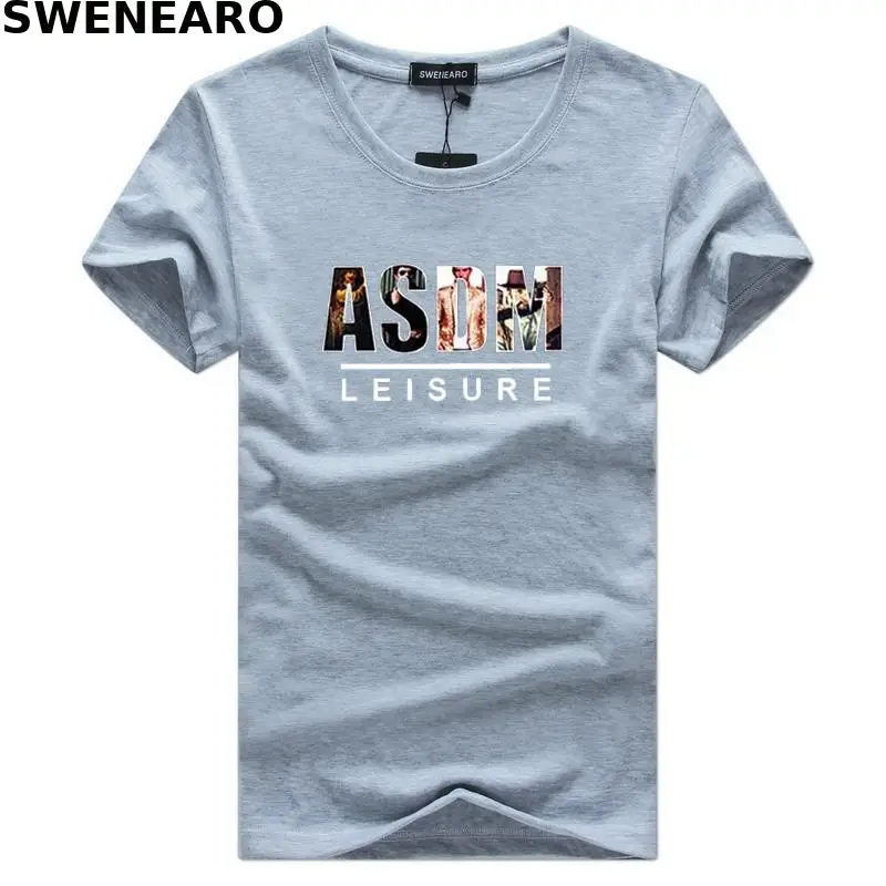 

Summer cotton men's T-shirt 2021 simple o collar elastic print new men's top clothing casual T-shirt men's street T-shirt