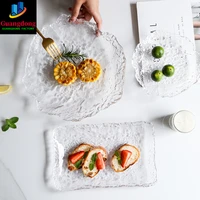 nordic glass plates frozen dew japanese sushi platter dessert snack plate trinket dish teacup mat pad