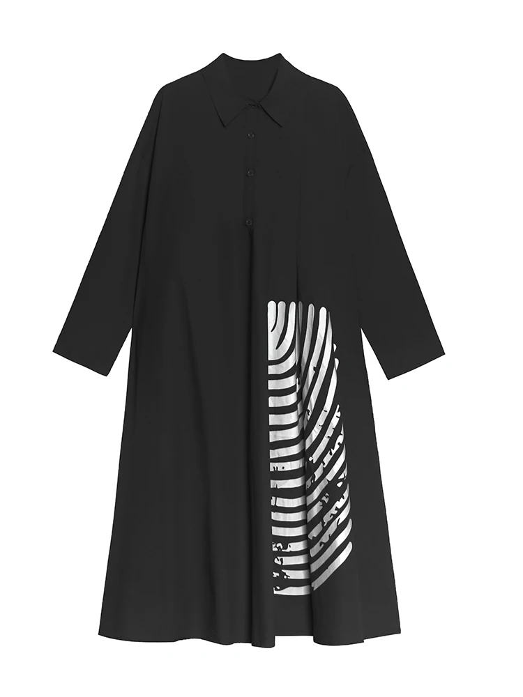 

SuperAen 2021 New Spring Full Printed Patchwork Shirt Loose Casual Full Woman Dress