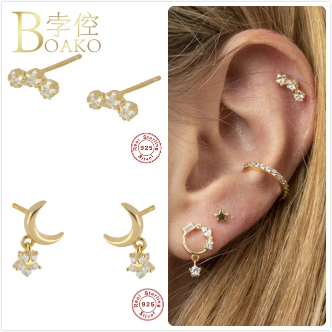 Женские серьги из серебра 925 пробы с фианитами|Серьги-гвоздики| |